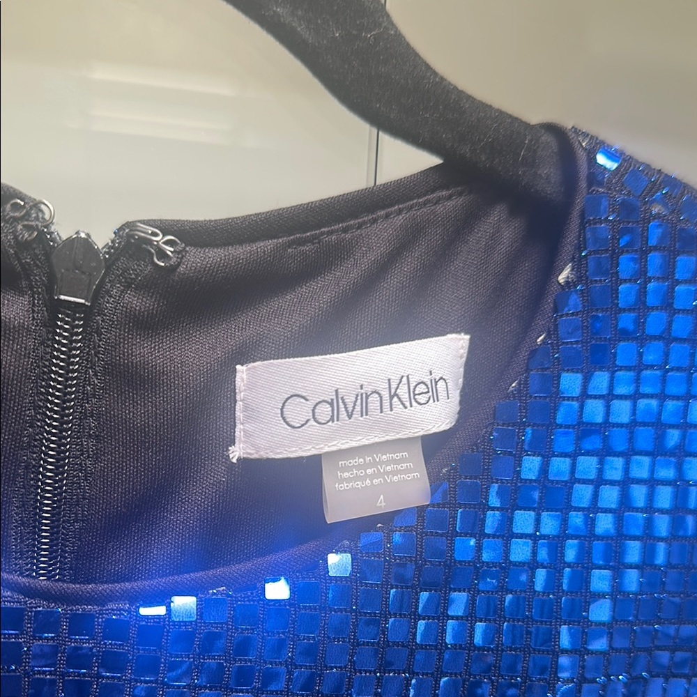 Calvin Klein Blue Sequin Midi Dress - Picture 2 of 3